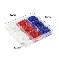 2220個9スタイルガラスシードビーズ  不透明色  愛国的なスタイル  丸穴ビーズ  ミックスカラー  2~4mm  穴：1~1.5mm&nbsp;SEED-YW0001-28