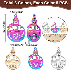 18Pcs 3 Colors 304 Stainless Steel Pendant&nbsp;STAS-DC0012-34