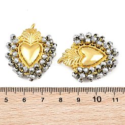 Alloy & Glass Seed Beaded Pendants&nbsp;GL-CBA96FD-01G