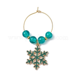 Snowflake Alloy Enamel Pendants Wine Glass Charms Sets&nbsp;AJEW-JO00229