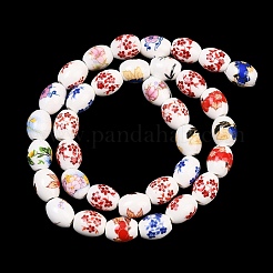 Floral Printed Porcelain Beads Strands&nbsp;PORC-L005-A-M