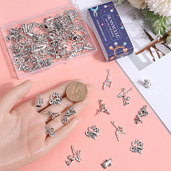 80pcs8スタイルチベットスタイルアロイペンダント  体操のテーマ  アンティークシルバー  15.5~30x10~15.6x2.5~9mm  穴：1.4~2mm  10個/スタイル&nbsp;FIND-SC0007-34