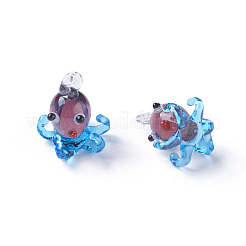 手作りランプワークペンダント  タコ  ディープスカイブルー  16~20x14~16mm  穴：2~4mm&nbsp;LAMP-L075-071