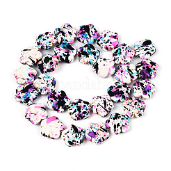 スプレープリント合成ターコイズビーズ連売り  花  蘭  14~15x15~15.5x5~6mm  穴：0.8~1mm  約27個/連  15.35インチ（39cm）&nbsp;G-N352-27A-01