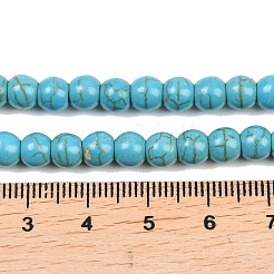 合成ターコイズビーズ連売り  染め  ラウンド  ターコイズ  6x5~5.5mm  穴：1mm  約66個/連  34~35cm&nbsp;TURQ-F007-01B-6mm