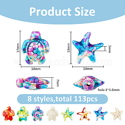 染色された合成ターコイズビーズ113個  ミックスカラー  13.5~18x14~15x5~8mm  穴：1~1.6mm&nbsp;G-FH0002-60