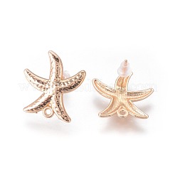 真鍮製スタッドピアスパーツ  プラスチック製のピアスキャッチとループ付き  長持ちメッキ  ヒトデ/海星  ライトゴールド  18x17x2mm  穴：1.2mm  ピン：0.7mm&nbsp;KK-F809-15KCG