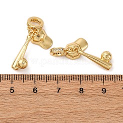 Brass Micro Pave Clear Cubic Zirconia European Dangle Charms&nbsp;LS-KK-P308-45G