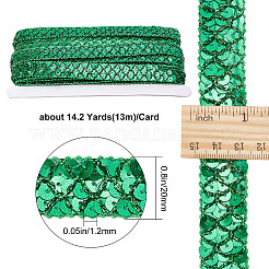 プラスチックスパンコールビーズ  スパンコールビーズ  装飾アクセサリー  3列パレットロール  フラットラウンド  グリーン  20x1.2mm  13m /カード&nbsp;OCOR-WH0079-78C