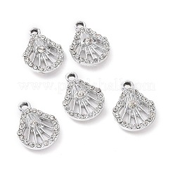 合金クリスタルラインストーンペンダント  シェルチャーム  プラチナ  17.5x13x3mm  穴：1.8mm&nbsp;ALRI-H004-10P