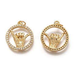 Brass Micro Pave Clear Cubic Zirconia Pendants&nbsp;ZIRC-H107-12G