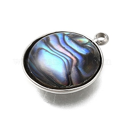 304 Stainless Steel Pave Natural Paua Shell Pendants&nbsp;STAS-Z125-01E-P
