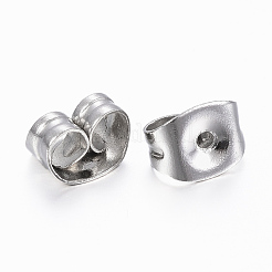 変色しにくい304ステンレススチール製イヤーナット  スタッド イヤリングのフリクション イヤリング バック  ステンレス鋼色  6x4.5x3.5mm  穴：0.9mm&nbsp;X-STAS-H413-01P