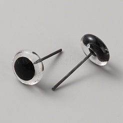 ガラス工芸ニードルフェルトの目  鉄のピン付き  人形作りアクセサリー  フラットラウンド  透明  10mm&nbsp;DIY-WH0491-19H-02