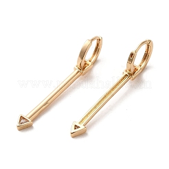真鍮マイクロパヴェキュービックジルコニアダングルフープピアス  矢印  ライトゴールド  43x2mm&nbsp;EJEW-C073-25KCG