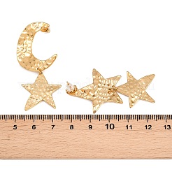 304ステンレススチールダングルスタッドピアス  イオンプレーティング（ip）  スター＆ムーン  左右  18KGP本金メッキ  50.5x25mm&nbsp;EJEW-Z161-01G