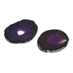 天然瑪瑙のナゲットスライスリンクコネクターチャーム  染め  パープル  50~110x27~75x5~10mm  穴：1.8~2mm  約20~40個/1000g&nbsp;G-E022-M05