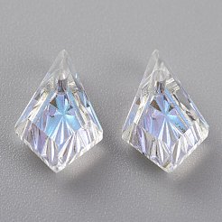 エンボスガラスラインストーンペンダント  多面カット  凧  クリスタルのきらめき  13x8x4mm  穴：1.2mm&nbsp;GLAA-J101-01A-001SI