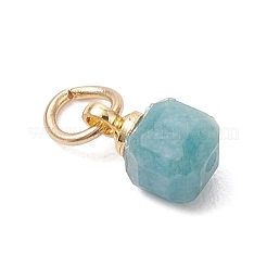 Natural Multicolor Tourmaline Table Cut Cube Charms with 304 Stainless Steel Findings&nbsp;PALLOY-JF04873