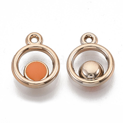 UVメッキアクリルパーツ  エナメル  ライトゴールド  リング  ミックスカラー  15x12x3.5mm  穴：1.4mm&nbsp;OACR-R076-10