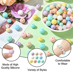 90Pcs 18 Styles Round Food Grade Eco-Friendly Silicone Beads&nbsp;SIL-CJ0001-86