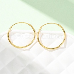 925スターリングシルバーハギーフープピアス  リング  ゴールドカラー  20x1.2mm  ピン：0.6mm&nbsp;EJEW-C179-05B-G