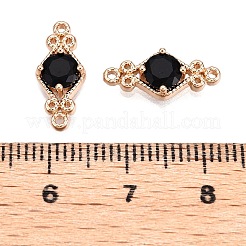 Brass Pave Faceted Glass Connector Charms&nbsp;FIND-T070-03B