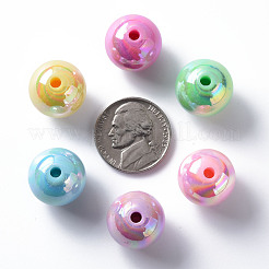 不透明なアクリルビーズ  ABカラーメッキ  ラウンド  ミックスカラー  16x15mm  穴：2.8mm  約220個/500g&nbsp;MACR-S370-D16mm-M1