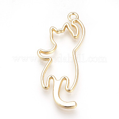 Rack Plating Alloy Kitten Open Back Bezel Pendants&nbsp;X-PALLOY-R099-24G-FF