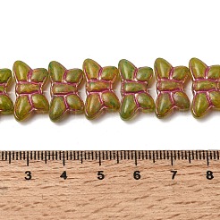 塗装ガラスビーズ連売り  ゴールドライン入り  蝶  ミックスカラー  10x18x5~5.5mm  穴：1.2mm  約25個/連  8.27''（21センチメートル）&nbsp;GLAA-Z021-09