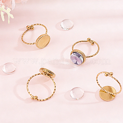 8Pcs 304 Stainless Steel Open Cuff Ring Component&nbsp;STAS-BBC0010-40G