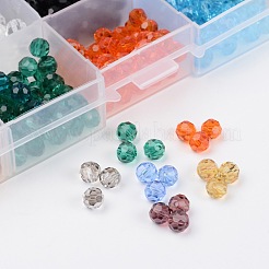 1BOX 15色ラウンドガラスビーズ  多面カット  ミックスカラー  6mm  穴：1mm  50pcs /カラー/コンパートメントについて  約750個/箱&nbsp;GLAA-X0011-01
