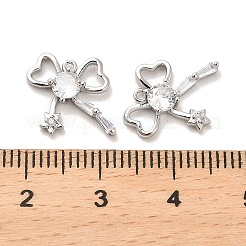 Brass Micro Pave Clear Cubic Zirconia Charms&nbsp;KK-C054-19P