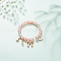 Synthetic Crackle Quartz & Natural Yellow Jade Beaded Stretch Bracelet&nbsp;BJEW-JB08527-01