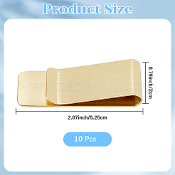 ステンレススチールマネークリップ10個  長方形  ゴールドカラー  52.5x20x8mm&nbsp;AJEW-CP0008-90G