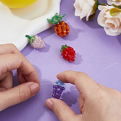 4Pcs 4 Styles Glass Woven Beads&nbsp;GLAA-FH0001-83