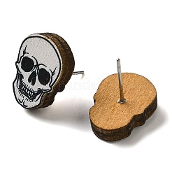 Wood Stud Earrings&nbsp;EJEW-Z054-02N