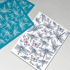 シルクスクリーン印刷ステンシル  木に塗るため  DIYデコレーションTシャツ生地  トンボ模様  100x127mm&nbsp;DIY-WH0341-068