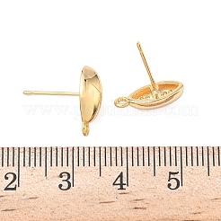 真鍮製スタッドピアスパーツ  オーバル  ニッケルフリー  カン付き  18KGP本金メッキ  13.5x6mm  穴：1.2mm  ピン：0.7x11.5mm&nbsp;KK-D024-05G