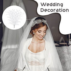 透明アクリルティアドロップペンダント枝  結婚式パーティーの装飾  鉄線で  銀  300~305x1.5~100mm&nbsp;FIND-WH0126-342