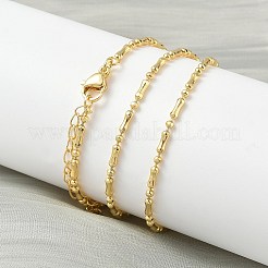 2mmの丸型ドッグボーン型真鍮リンクチェーンネックレス（女性用）  ラックめっき  長持ちメッキ  鉛フリー＆カドミウムフリー  18KGP本金メッキ  17.52インチ（44.5cm）&nbsp;NJEW-K271-17G