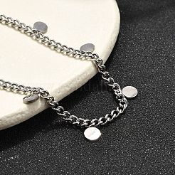 304 Stainless Steel Flat Round Charm Bracelets&nbsp;BJEW-R021-04P