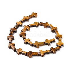 天然石タイガーアイビーズ連売り  宗教  クロス  20x12x5mm  穴：1.2mm  約19~20個/連  16.26''（41.3センチメートル）&nbsp;G-I337-01B