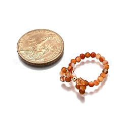 天然カーネリアン指輪  蝶結び  真鍮のビーズで  16x8mm  内径：19mm&nbsp;RJEW-TA00204-03