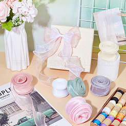 6 Rolls 6 Colors Fishtail Yarn Iridescent Ribbon for Bowknot Making&nbsp;OCOR-WR0001-57