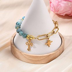 Cross & Star 304 Stainless Steel Charm Bracelets&nbsp;BJEW-JB13743-01