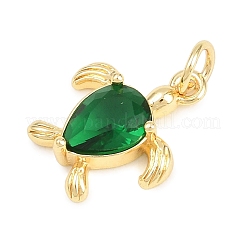 Brass Micro Pave Cubic Zirconia Pendants&nbsp;KK-D258-41G-03