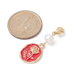 5Pcs Valentine's Day Alloy Enamel Pendant Decorations&nbsp;HJEW-JM01245-01