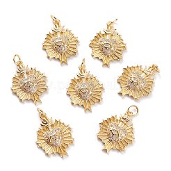 Brass Micro Pave Clear Cubic Zirconia Pendants&nbsp;ZIRC-H117-01G