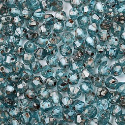 ピカソ ベーキングペイント ガラスシードビーズ  双円錐形  ダークターコイズ  4~4.5x3.5~4mm  穴：0.9~1.2mm  約6165個/ポンド&nbsp;SEED-N007-37G